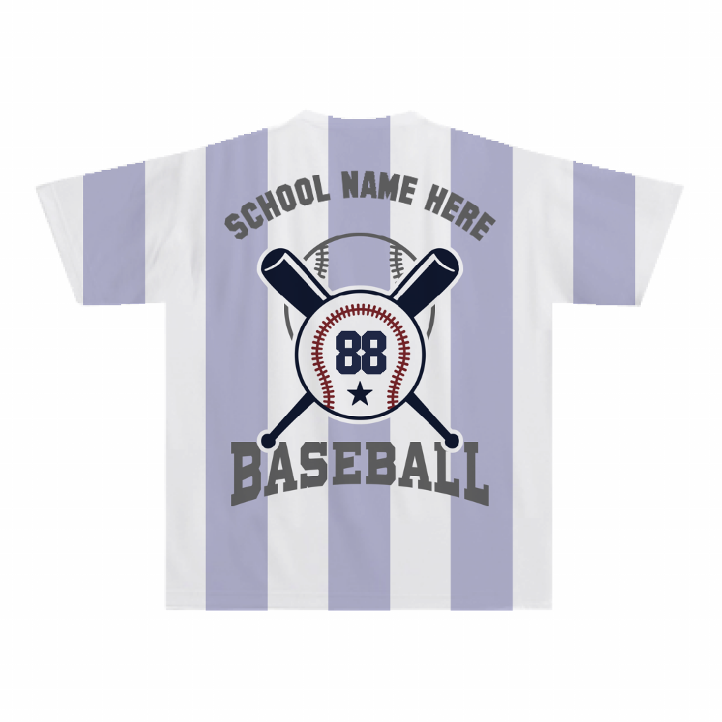 オールオーバー ドライTシャツ 野球バットのロゴと背番号入りチームTシャツをオリジナルでプリント 運動系部活のテンプレート作例詳細｜オリジナル プリント.jp公式